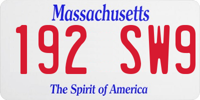 MA license plate 192SW9