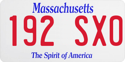 MA license plate 192SX0