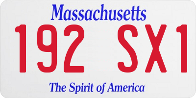 MA license plate 192SX1
