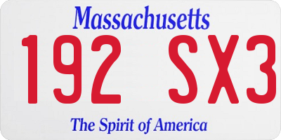 MA license plate 192SX3