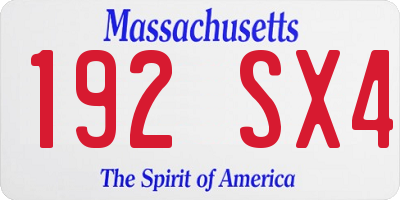 MA license plate 192SX4