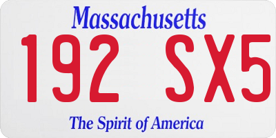 MA license plate 192SX5