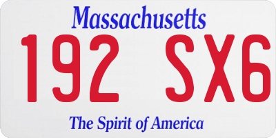 MA license plate 192SX6