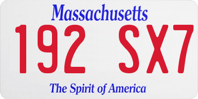 MA license plate 192SX7