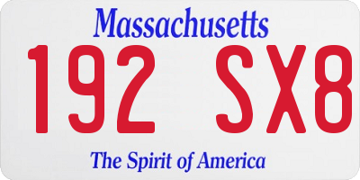 MA license plate 192SX8