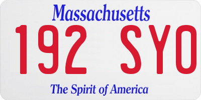 MA license plate 192SY0