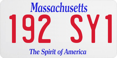 MA license plate 192SY1