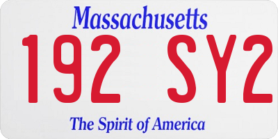 MA license plate 192SY2