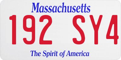 MA license plate 192SY4