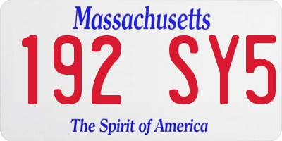 MA license plate 192SY5