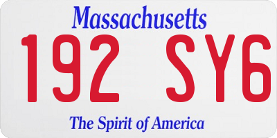 MA license plate 192SY6