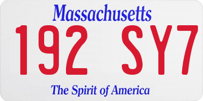 MA license plate 192SY7