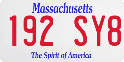 MA license plate 192SY8