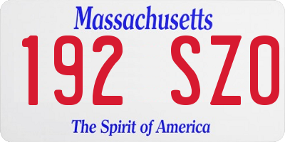 MA license plate 192SZ0