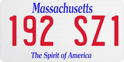 MA license plate 192SZ1