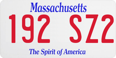 MA license plate 192SZ2