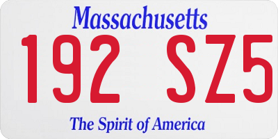 MA license plate 192SZ5