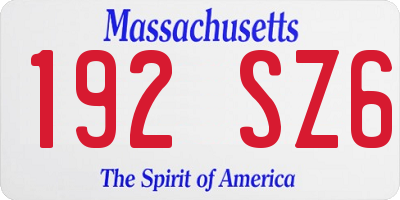 MA license plate 192SZ6