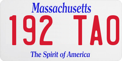 MA license plate 192TA0