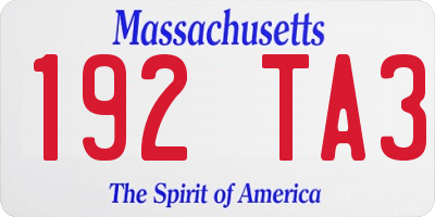 MA license plate 192TA3