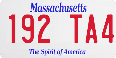MA license plate 192TA4