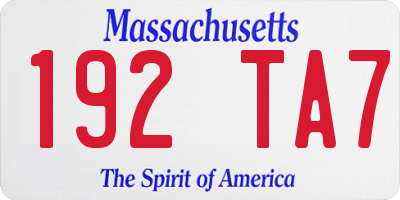 MA license plate 192TA7