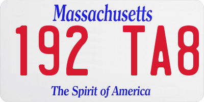 MA license plate 192TA8
