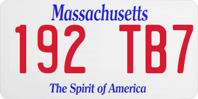 MA license plate 192TB7