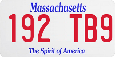 MA license plate 192TB9