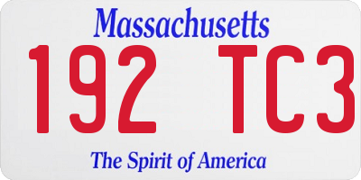 MA license plate 192TC3