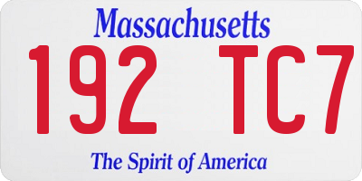 MA license plate 192TC7