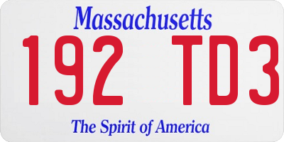 MA license plate 192TD3
