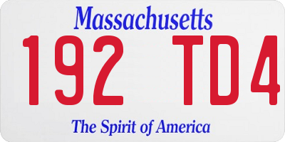 MA license plate 192TD4