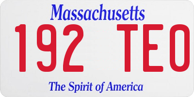MA license plate 192TE0