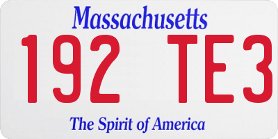 MA license plate 192TE3