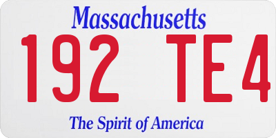 MA license plate 192TE4