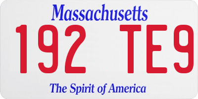 MA license plate 192TE9