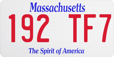 MA license plate 192TF7