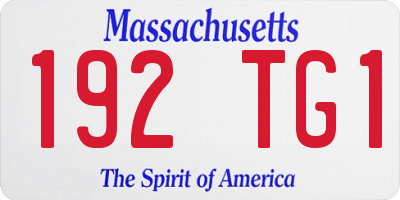 MA license plate 192TG1