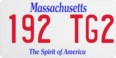 MA license plate 192TG2