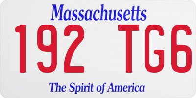 MA license plate 192TG6