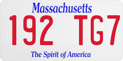 MA license plate 192TG7