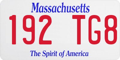 MA license plate 192TG8