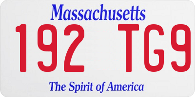 MA license plate 192TG9
