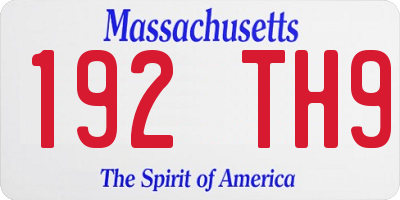 MA license plate 192TH9