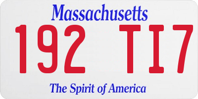 MA license plate 192TI7