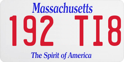 MA license plate 192TI8