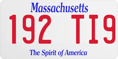 MA license plate 192TI9