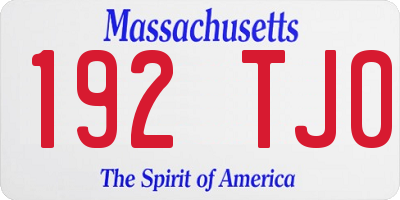 MA license plate 192TJ0