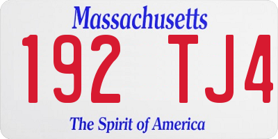 MA license plate 192TJ4